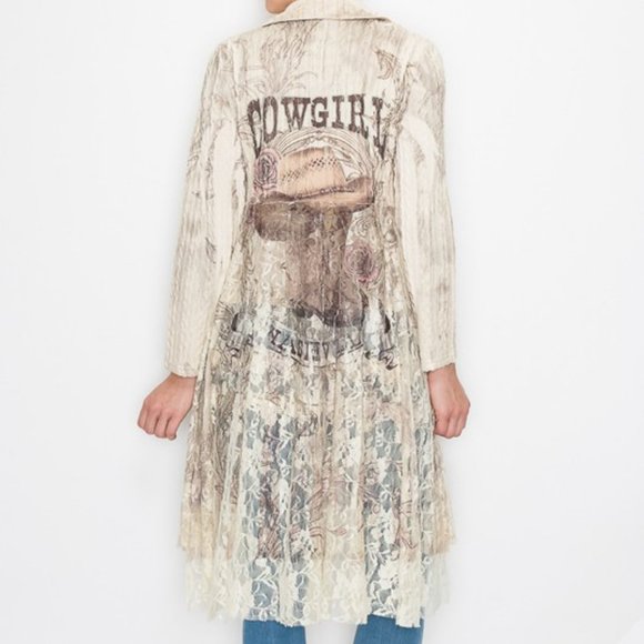 NEW COWBOY HAT CARDIGAN COWGIRL TUFF LACE DUSTER western bohemian sweater SM-3XL - Picture 4 of 8